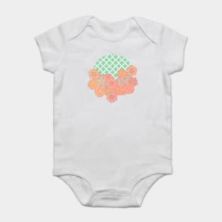 Floral Doodle on Mint Moroccan Lattice Baby Bodysuit